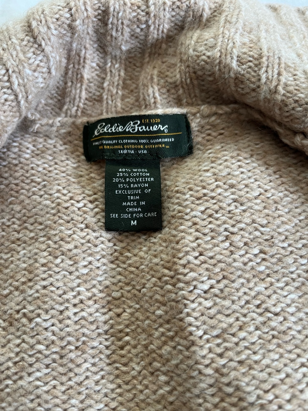 Vintage Y2K Eddie Bauer Wool Blend Button Cardigan Suede Elbow Patches M - Picture 2 of 9